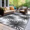 World Rug Gallery Floral Tropical Reversible Recycled Plastic 5' X 7' Black Outdoor Rug 6075BLACK5X7 - alternate 3